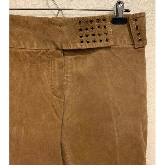 Mix It Vintage 90s Y2k Brown Leather Suede Flared Western Pants - Picture 4 of 8